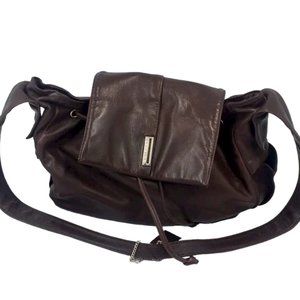 Perlina Signature Drawstring Brown Hobo Bag